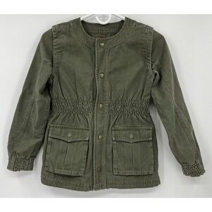 Tea Collection Girls Green Canvas Jacket Size Large 8-10 Mid-Length